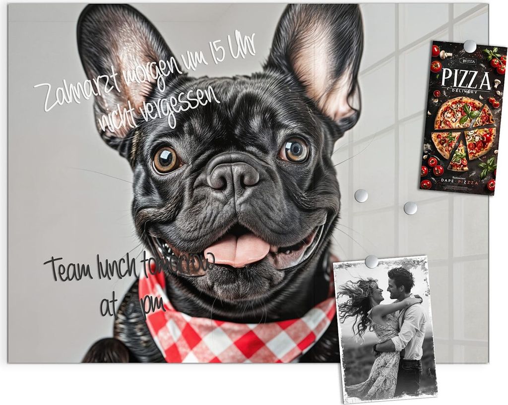 Magnettafel 120x90cm Pinnwand Whiteboard beschreibbar - Französische Bulldogge