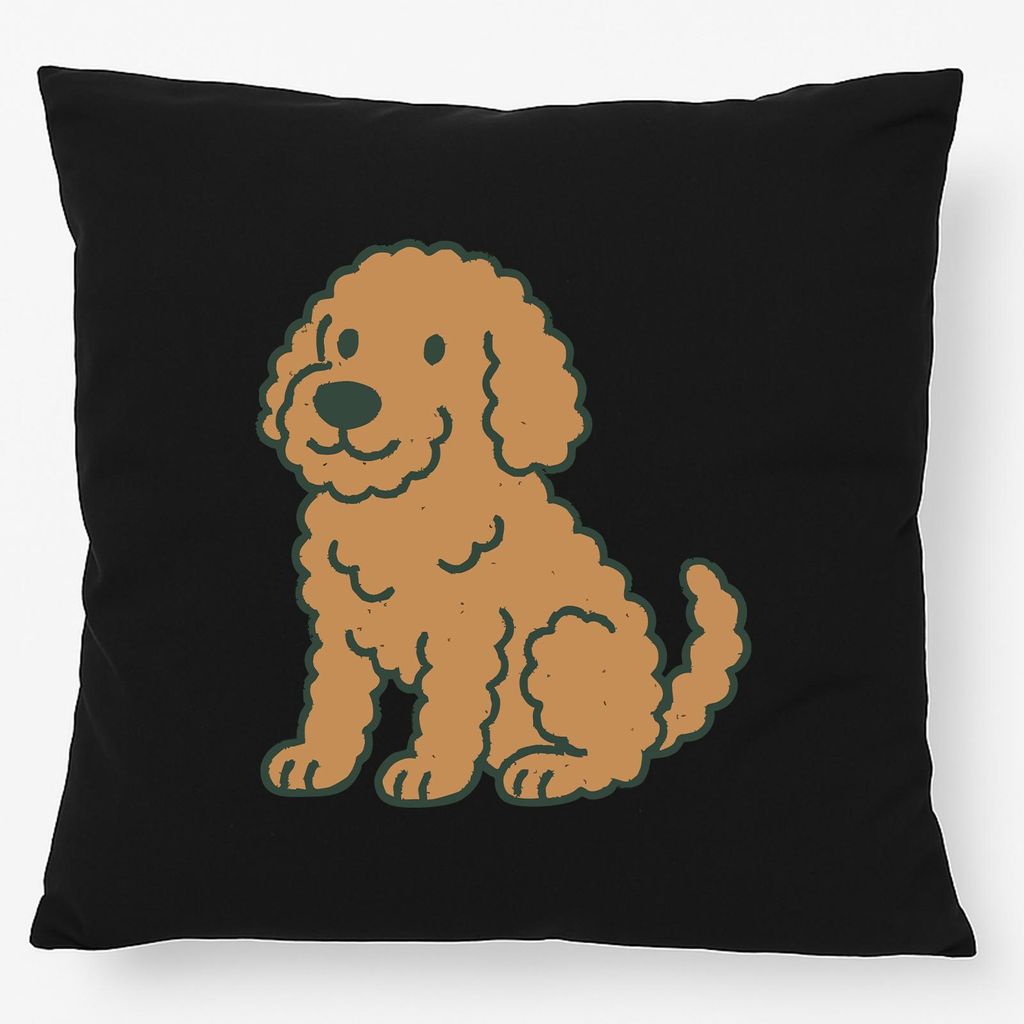 Huuraa Kissen Labradoodle Comic Labradoo 40x40cm mit Füllung Black Baumwolle Dekokissen Geschenkidee