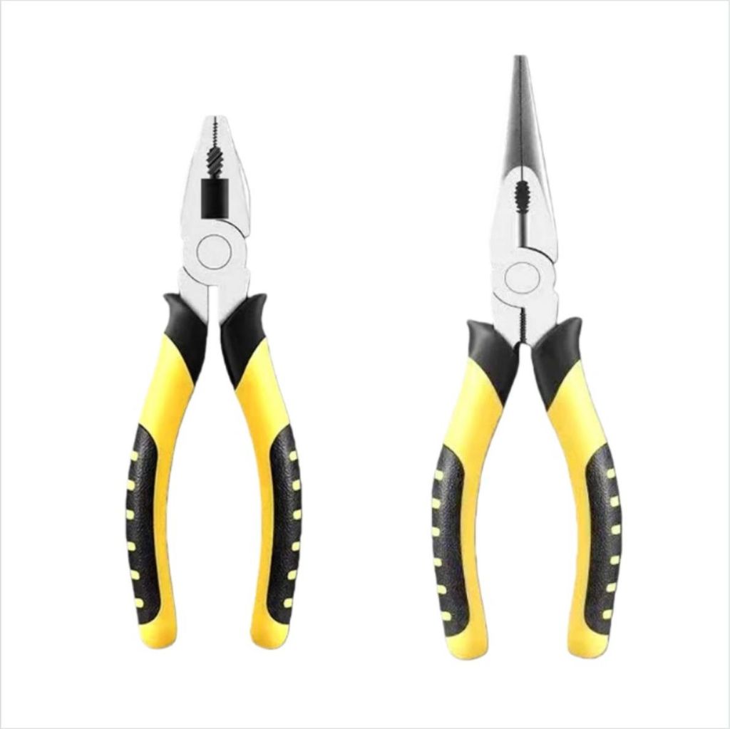 INF Kombinationszange 15cm & Spitzzange 20cm Set - Gelb/Schwarz TPR Griff, Heim & Elektroarbeiten