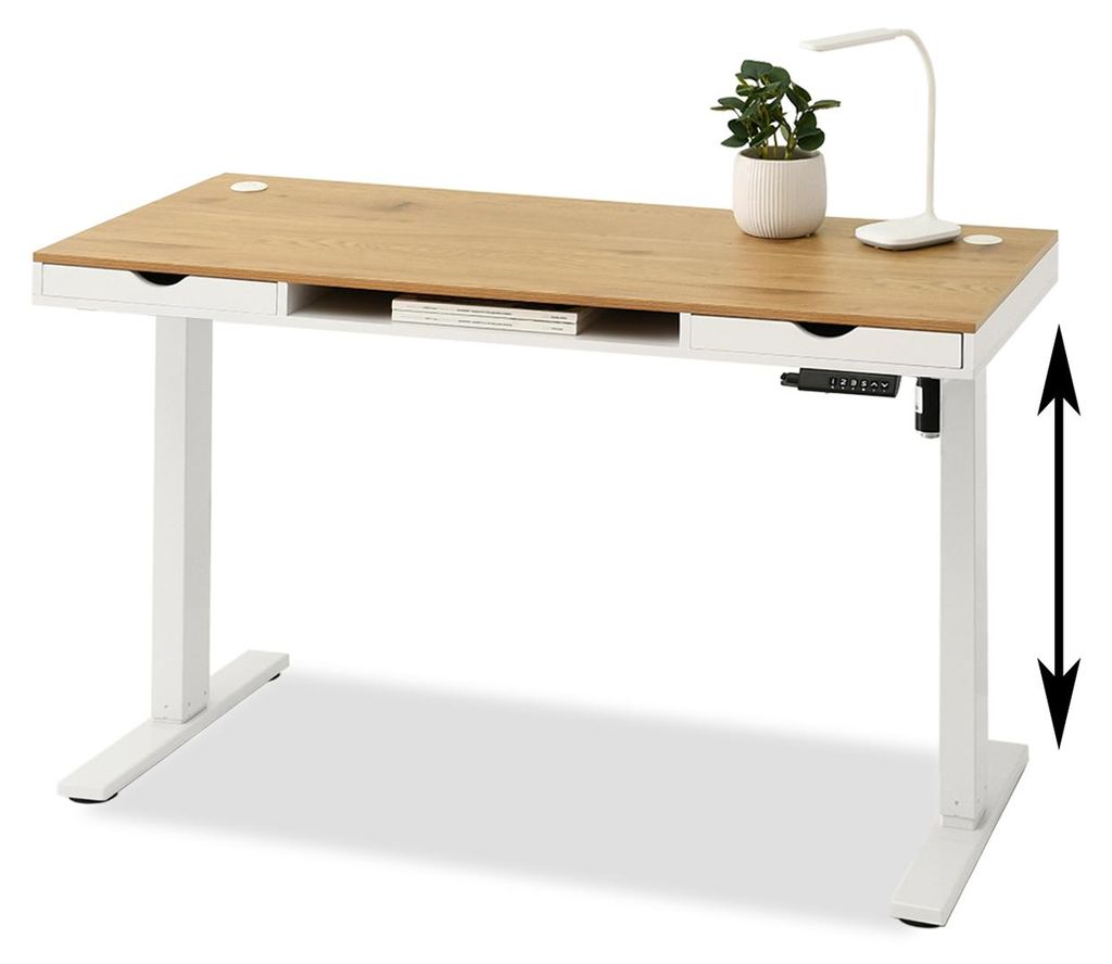 Scrivania 140 HESOL - bianco / rovere Immagine del prodotto 