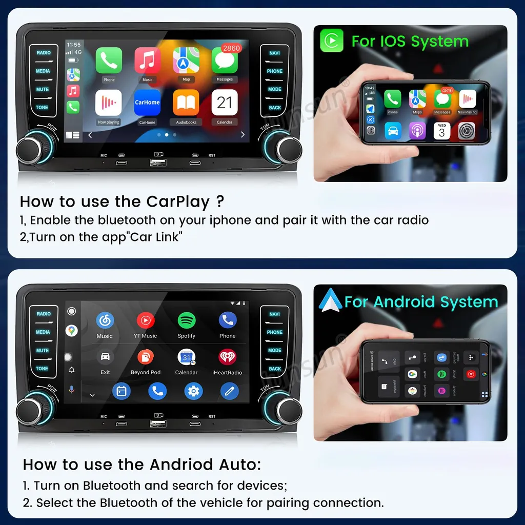Autoradio Audi A3 S3 RS3 8P 2003-2013 | Android 13 CarPlay 1+32G - 6