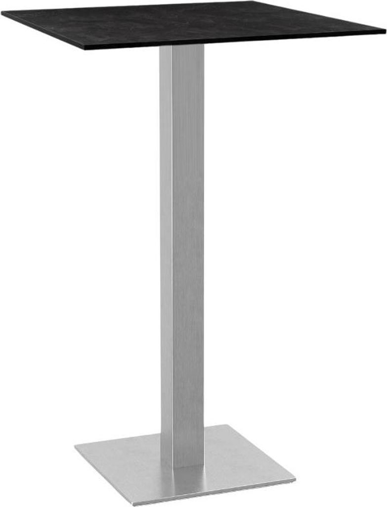 Gastro Stehtisch HPL Compact Premium | 70x70 cm Dunkler Grafit Schiefer | Edelstahlgestell