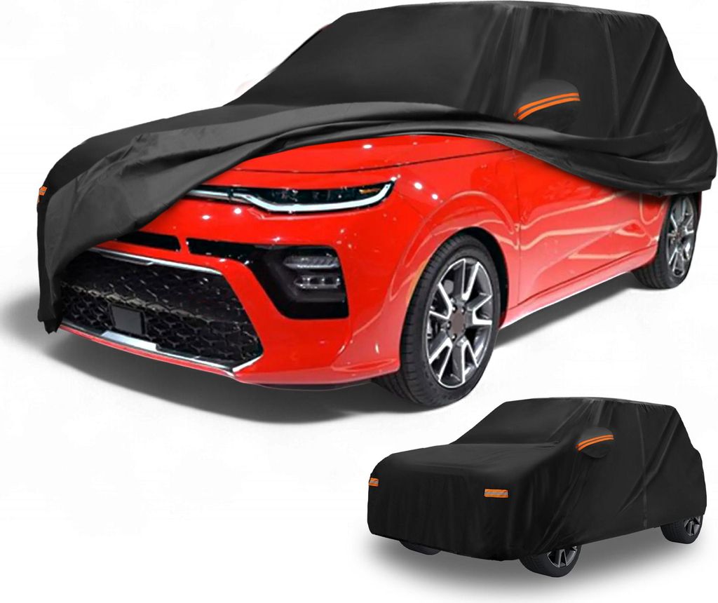 Autoabdeckung Wasserdicht Alle Wetter Automobil Au?en Anti-UV Sonne Regen Schutz Vollst?ndige Au?enabdeckung fš¹r Kia Soul Schwarz mit Reflektier...