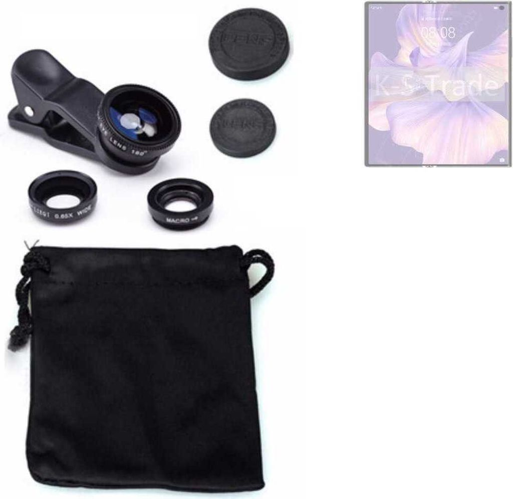 K-S-Trade Smartphone Kamera Linsen Set Kompatibel mit Huawei Mate Xs 2 3in1 Clip-On Kamera Adapter Macro Weitwinkel FishEye Fischauge Objektiv Linse