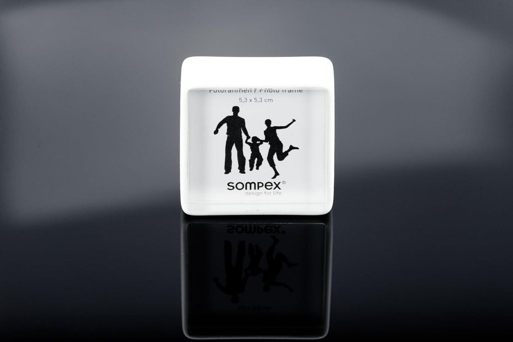 Mini Bilderrahmen 5×5 cm weiß Glas Silikonband Sompex 41871 Produktbild 
