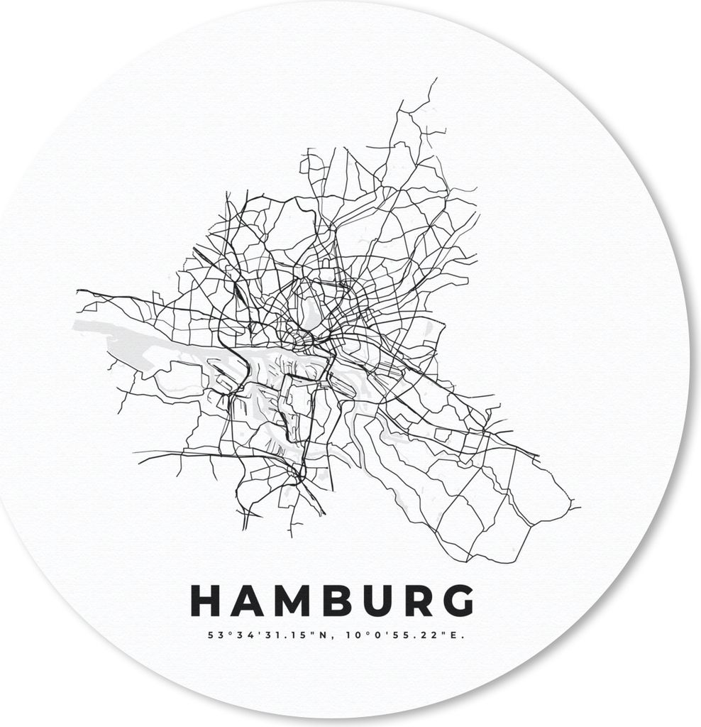 MuchoWow Mauspad Mousepad Stadtplan - Schwarz-weiß - Karte - Hamburg - Deutschland 30x30 cm - Mousepads - Maus Mat - Pad - Mausunterlage - Tisch...