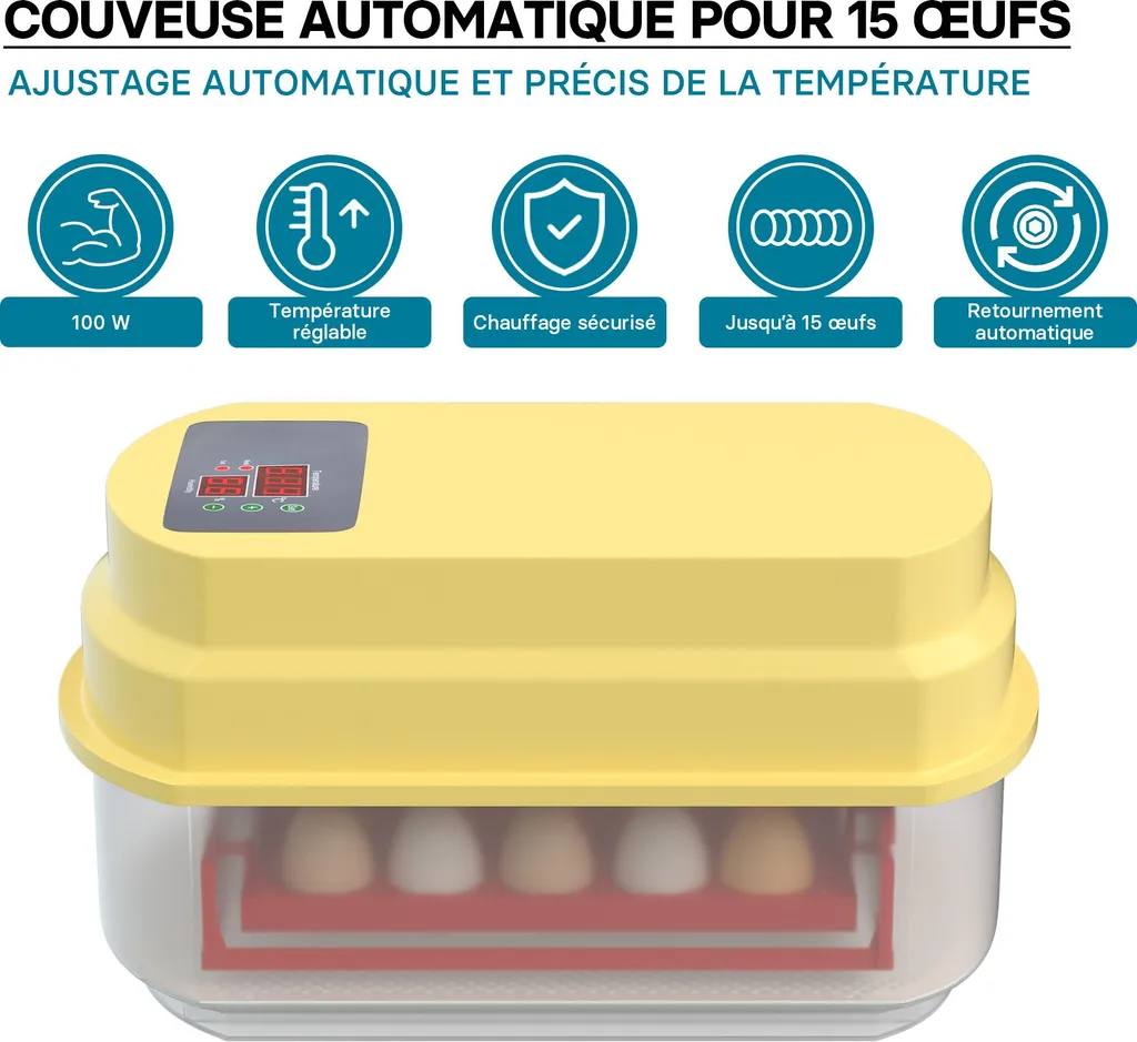 Wiltec 15: Incubatrice Automatica Digitale per Hobby e Allevamento - 9