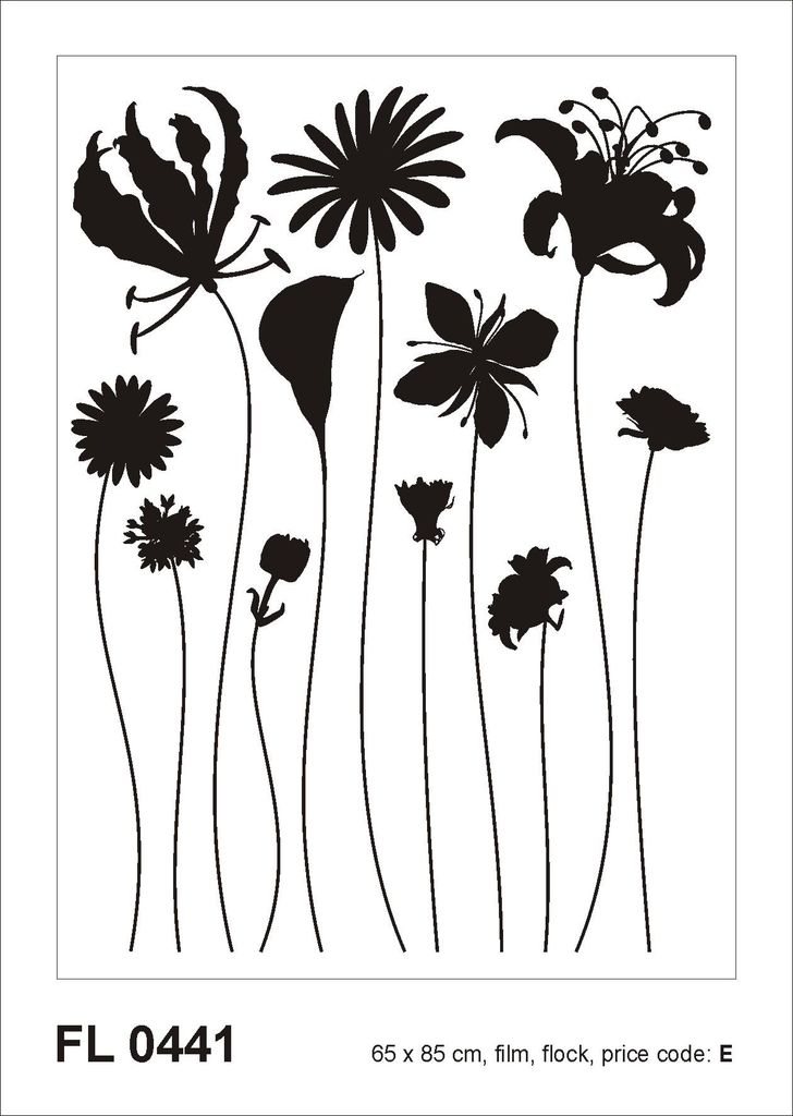 Sanders & Sanders Wandtattoo Blumen Schwarz 65 x 85 cm