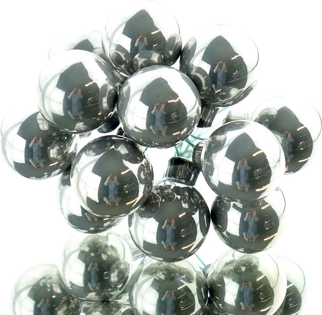 Mini-Weihnachtskugeln Marble Grey grau am Draht Ø 2,5 cm aus Glas - 12er Set