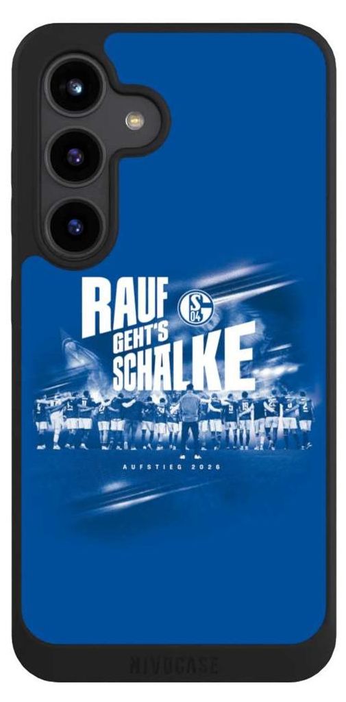 NIVOCASE Handyhülle für Samsung Galaxy S24 Hülle NIVOpure Case Schwarz Aufstieg FC Schalke 04 Offizielles Lizenzprodukt