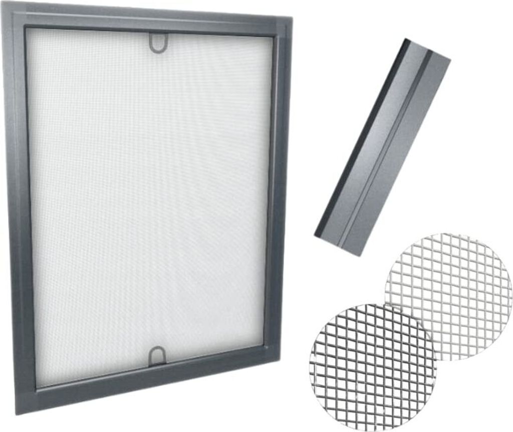 Time4Blinds, Insektenschutz Fenster Anthrazitfarbener Rahmen, Graues Netz, 80x150