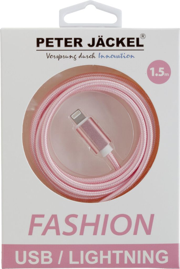 Peter Jäckel 15669, 1,5 m, Lightning, USB A, Pink, Gerade, Gerade