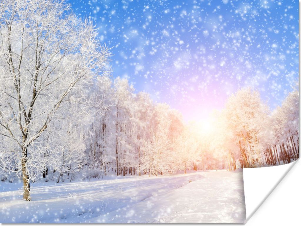 MuchoWow Poster Schnee - Sonne - Winter 80x60 cm - Kunst für zu Hause