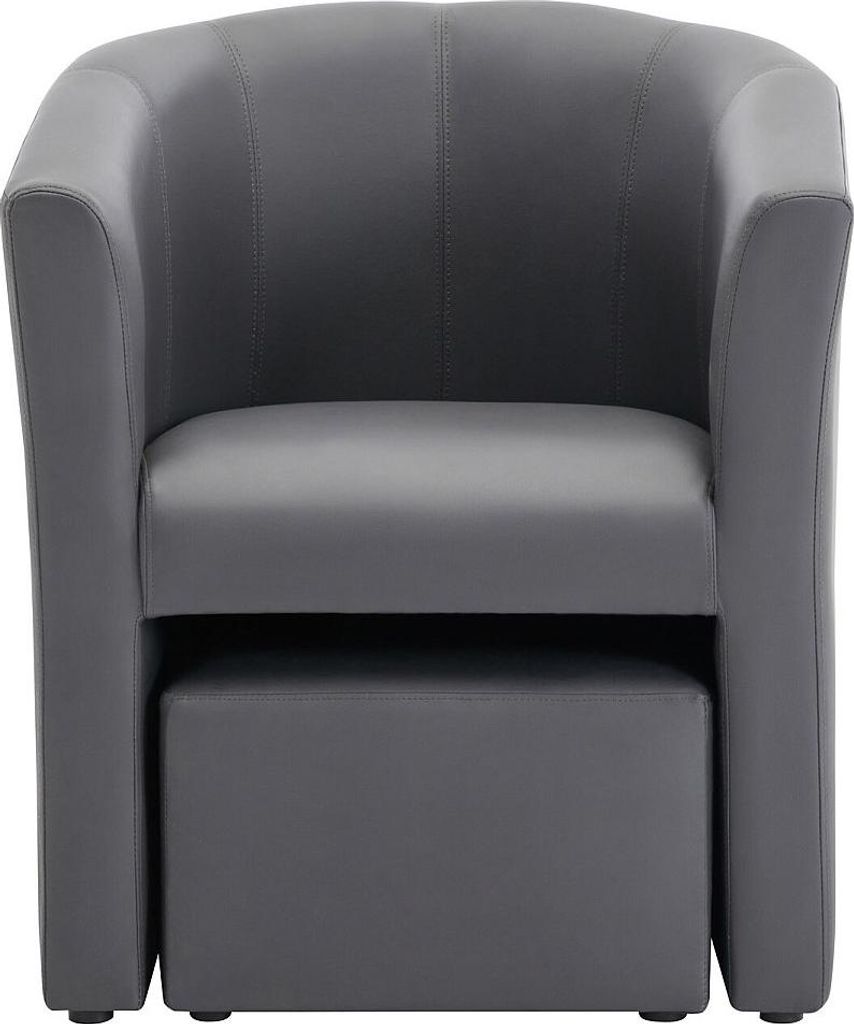 Lounge-Sessel & Hocker - Kunstleder - Grau - JOVANA Produktbild 