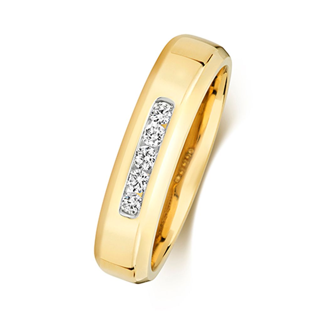9 Karat (375) Gold 5mm Abgeschrägten Rand Diamant Trauring/Ehering/Hochzeitsring Brillant-Schliff 0.15 Karat H - PK1, 58 (18.5); TRS380089KYRSQ