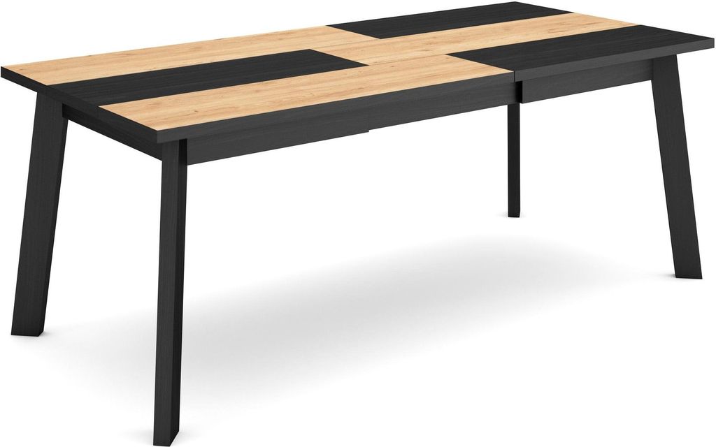 Esszimmertisch, 194x90x75cm, Für 10 Gäste, Hölzerne Beine, Eiche Schwarz