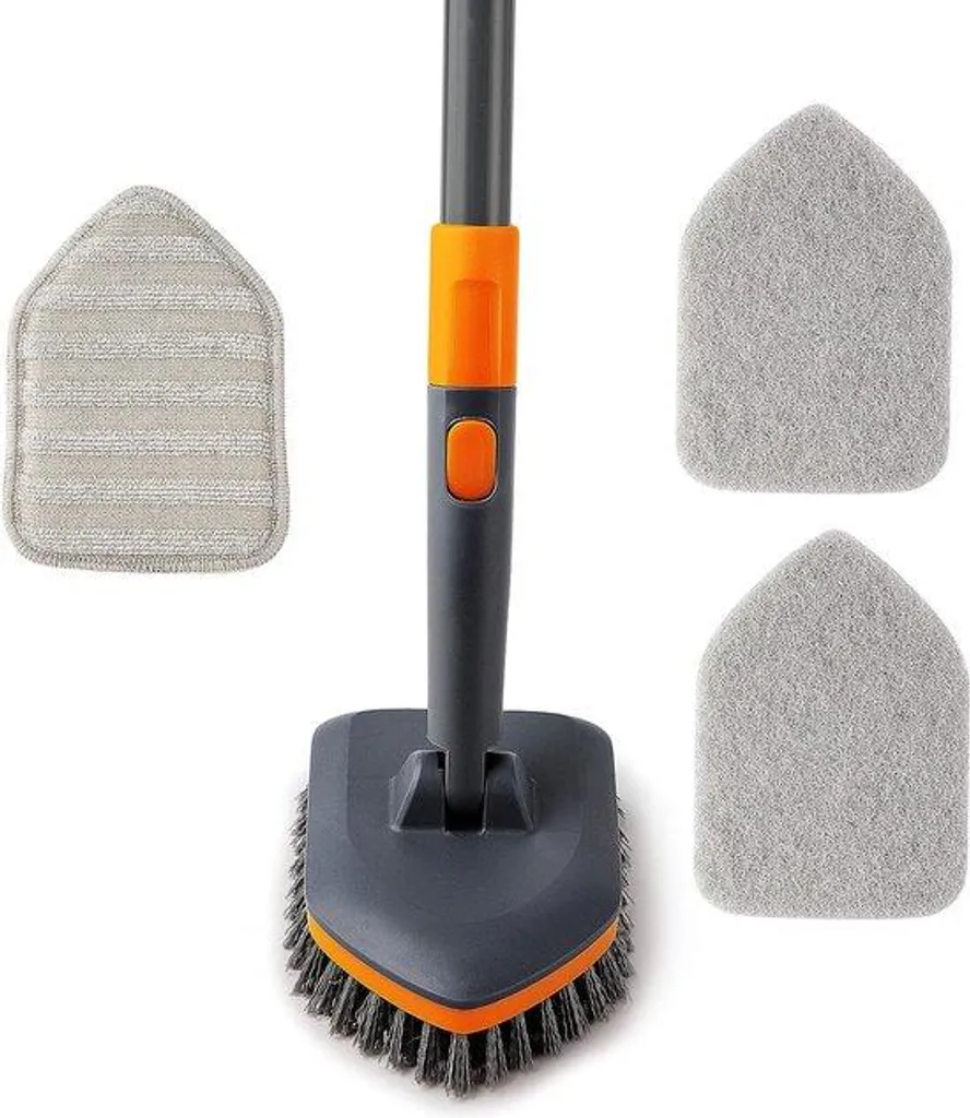 Brosse de nettoyage salle de bain 3 en 1 - Poils et Tampon Microfibre