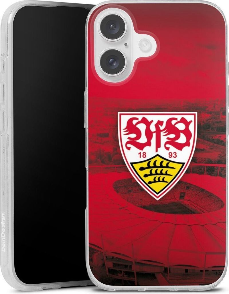 DeinDesign Handyhülle für Apple iPhone 16 Silikon Hülle Case Smartphone Schutzhülle Offizielles Lizenzprodukt Stadion VfB Stuttgart