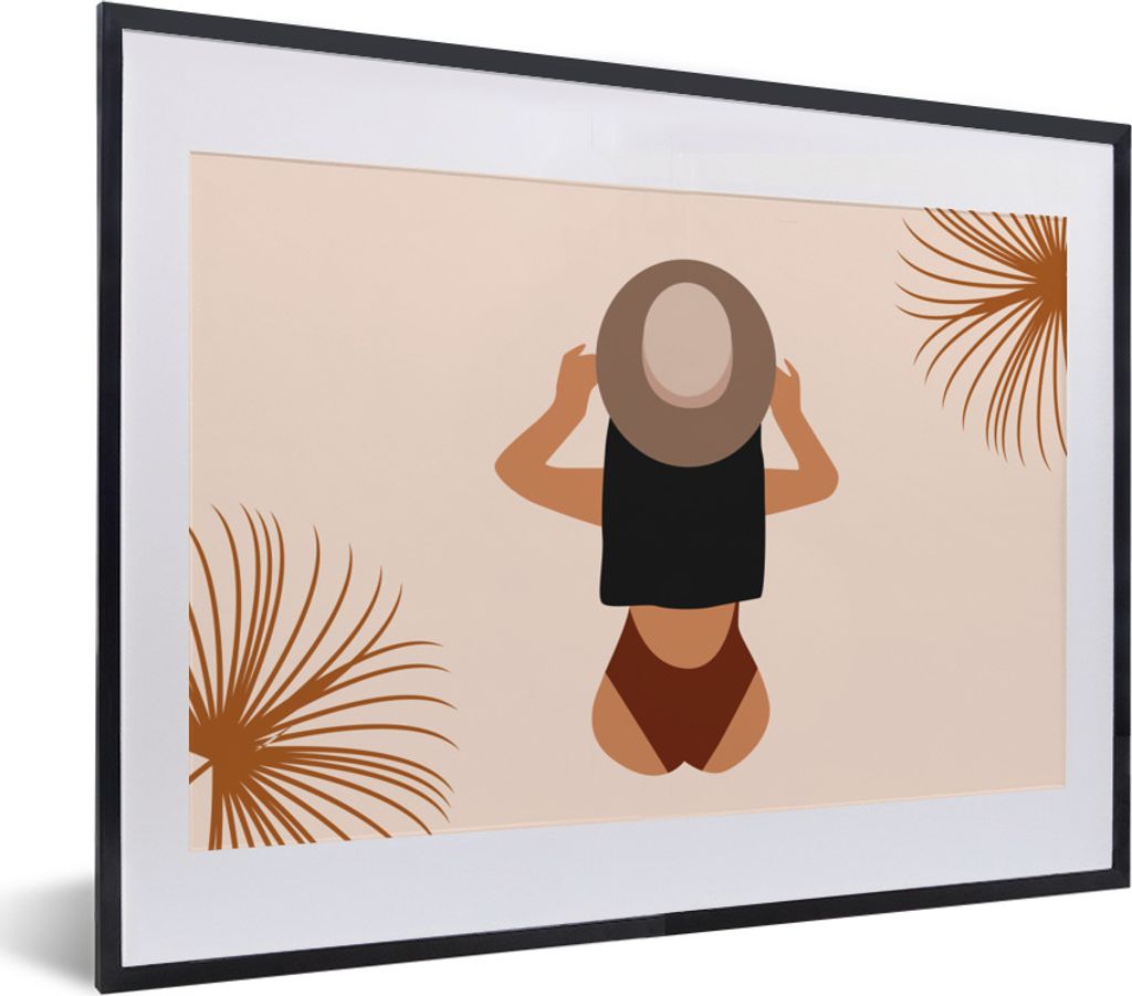 MuchoWow Gerahmtes Poster Sommer - Frauen - Kleidung 40x30 cm - Poster mit Schwarzem Bilderrahmen Wandposter Rahmen Foto Bilder - Bilderrahmen - ...