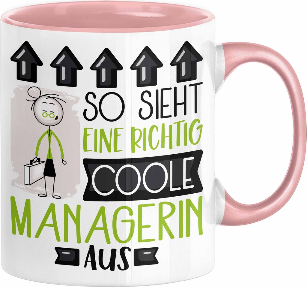 Managerin Geschenk Tasse Lustig Geschenkidee für Managerin Geburtstag So Sieht Eine Richtig Coole Managerin Aus Frauen Spruch (Rosa)