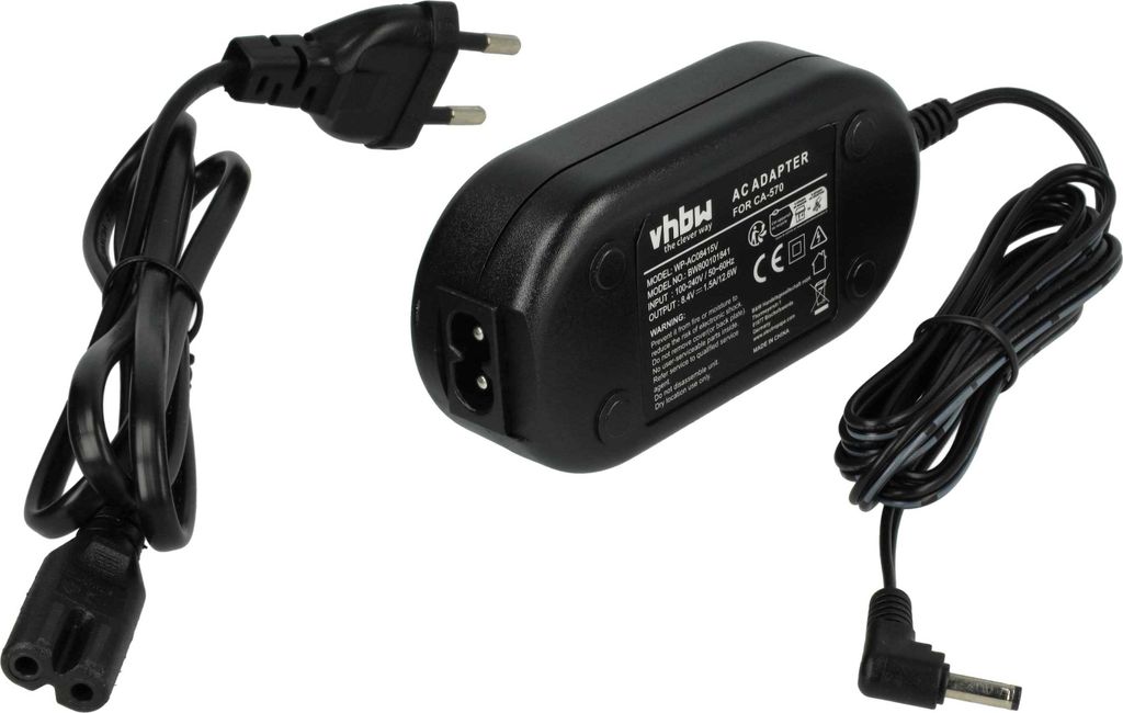 vhbw Netzteil kompatibel mit Canon ZR100, MVX3i, ZR-200, MVX25i, ZR-100, MVX 3i, MVX 150i, ZR200, MVX150i, MVX 25i, ZR300 Kamera, Digitalkamera, 2m