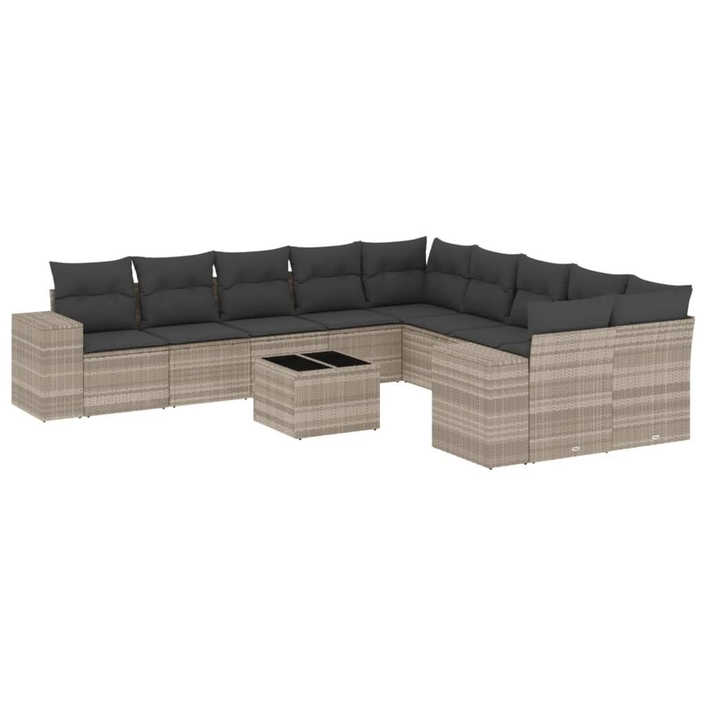 "WINTER SALE" 11-tlg. Garten-Lounge-Set - elegantes Design - Sitzgruppe/Gartengarnitur - mit Kissen Hellgrau Poly Rattan - Terassenmöbel NeuMöbel...