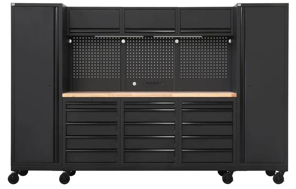 Fahrbarer Werkstattschrank 12-teilig Schrank 325x62x212cm mobil Schranksystem