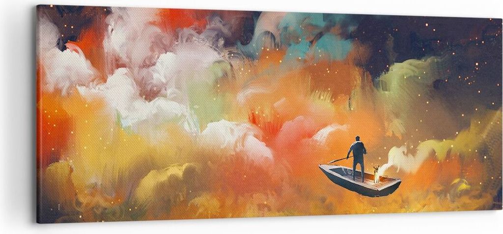 Bild auf Leinwand - Leinwandbild - Abstraktion Boot - 120x50cm - Wand Bild - Wanddeko - Wandbilder - Leinwanddruck - Bilder - Kunstdruck - Wanddeko...