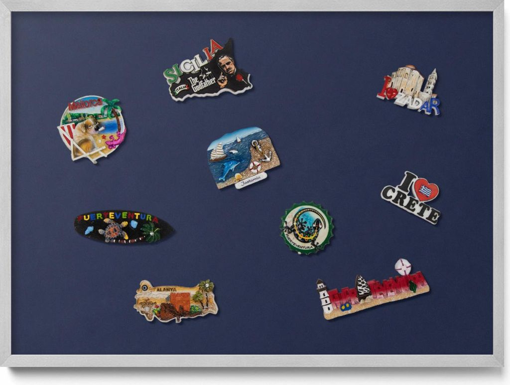 Magnetboard 70x50 cm – Silberner Rahmen – Dunkelblau – Magnettafel, Magnetische Tafel – Magnetpinnwand, Wohnzimmer