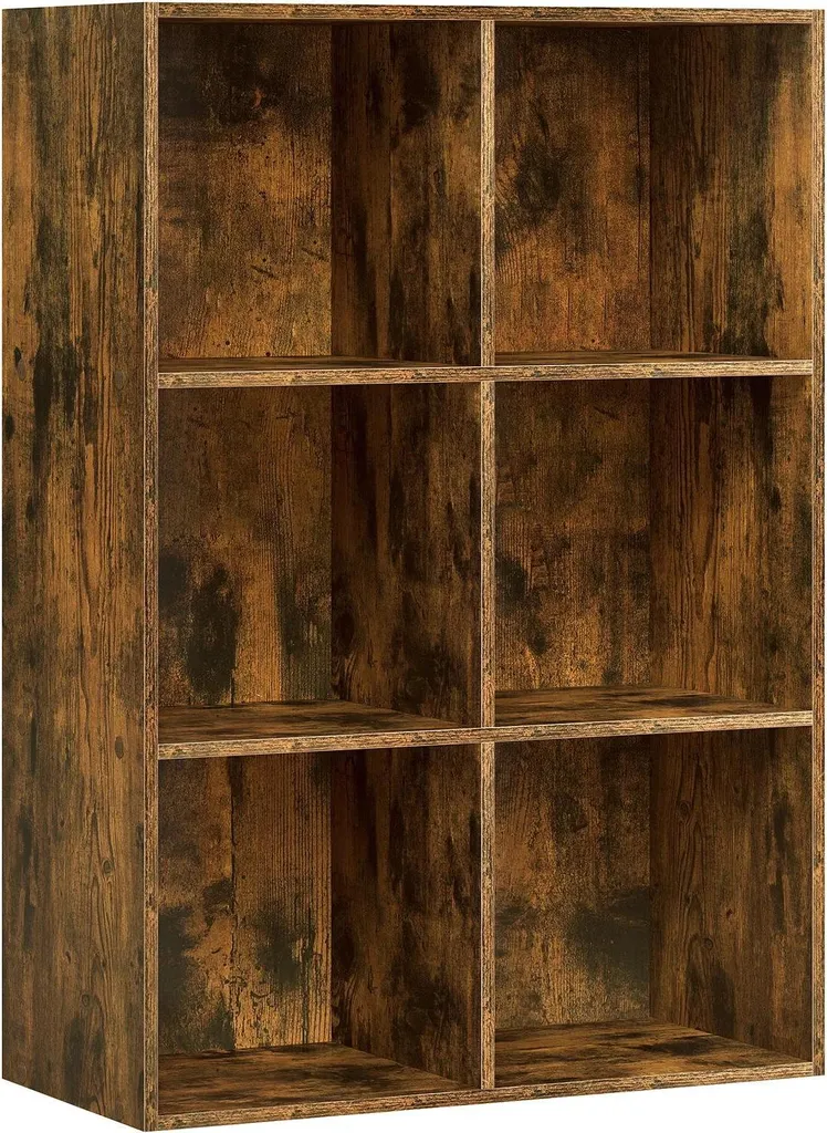 Petit meuble de rangement bibliothèque marron étagère de salon boisée