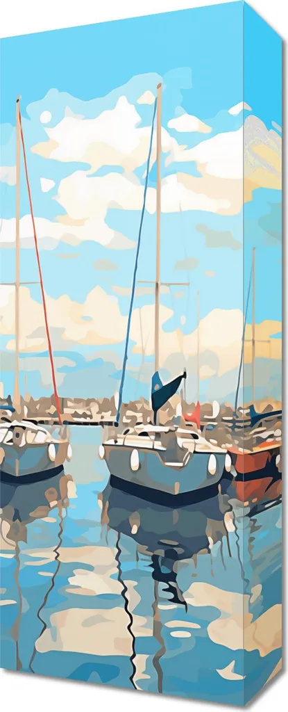 Quadro 20x50 cm Marina Cubista - Arte Moderna da Parete Soggiorno