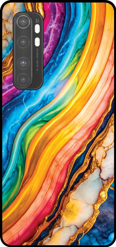 Smartphonica Telefon Fall geeignet für Xiaomi Mi Note 10 Lite mit Regenbogen Gold Marmor Print - TPU Backcover Fall Regenbogen Gold Marmor Design