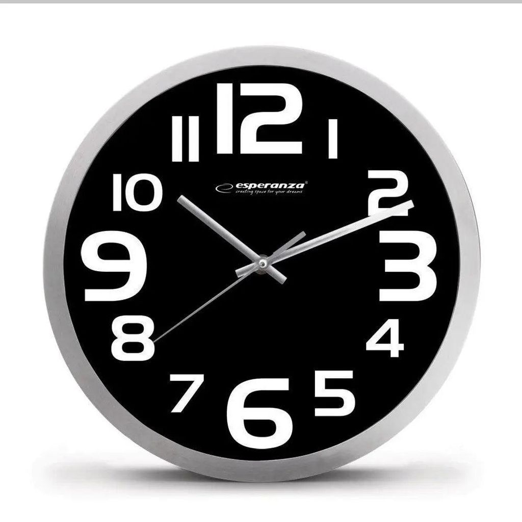 Esperanza EHC013K Wanduhr – Zürich – Schwarze Quarzuhr, Produktbild 