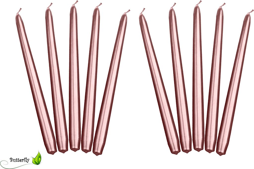 Bougies pointues 24cm or rose 10 pièces Image du produit 