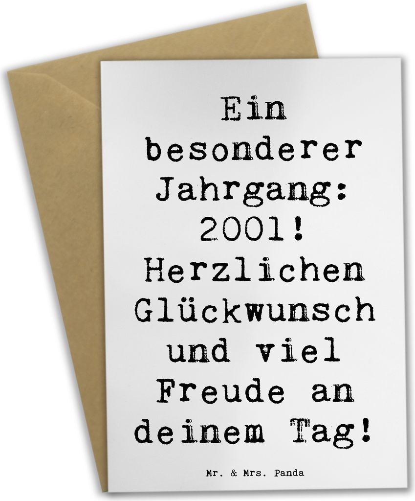 Mr. & Mrs. Panda babykarte Spruch 2001 Geburtstag - Weiß - Geschenk, Geburtstagsgeschenk, Augenblicke, Herzlichen Glückwunsch, osterkarten, Gruß...