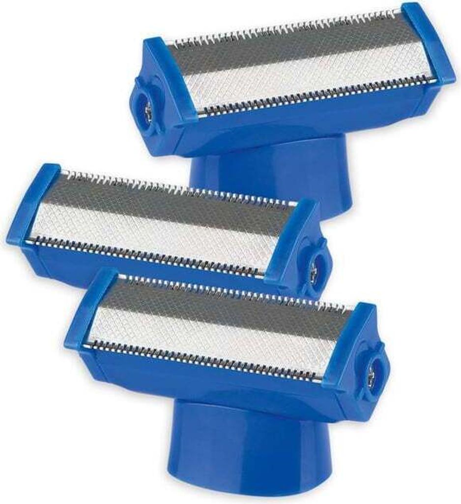 MAXXMEE Ersatz-Klingen Solo Blade "MAXXMEE" Haar- und Bartschneider Klingen Dual-Slide-Funktion Rasur beide Richtungen 3 Ersatzklingen Blau Edelstahl