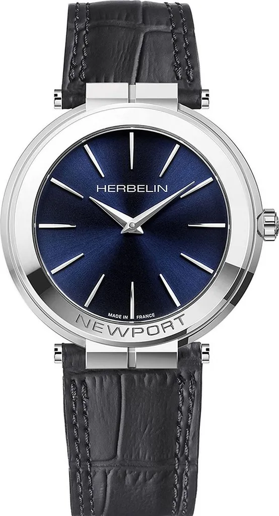 Montre fine Newport Slim 19522AP15 Herbelin anti-rayures en saphir