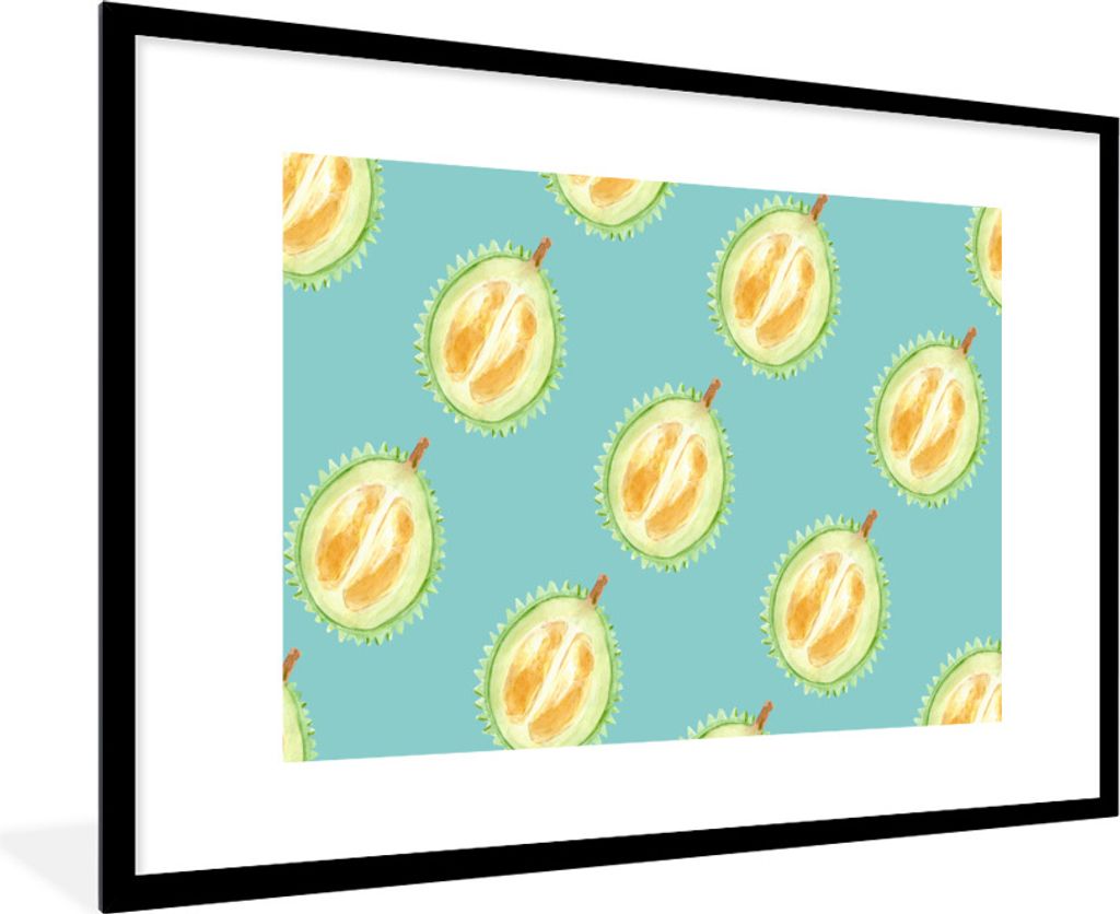 MuchoWow Gerahmtes Poster Obst - Zitrusfrüchte - Blau 90x60 cm - Poster mit Schwarzem Bilderrahmen Wandposter Rahmen Foto Bilder - Wanddekoratio...