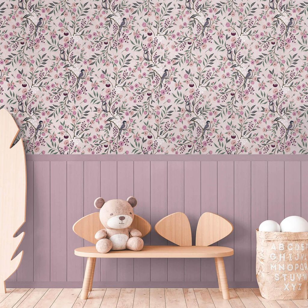 Profhome 770741-GU Fototapete Kindertapete rosa violett grün grau 1,59 m x 2,8 m
