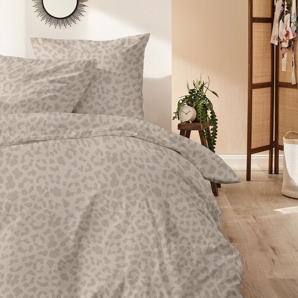 Hahn Biber Bettwäsche Leo beige 135x200 cm + 80x80 cm Produktbild 