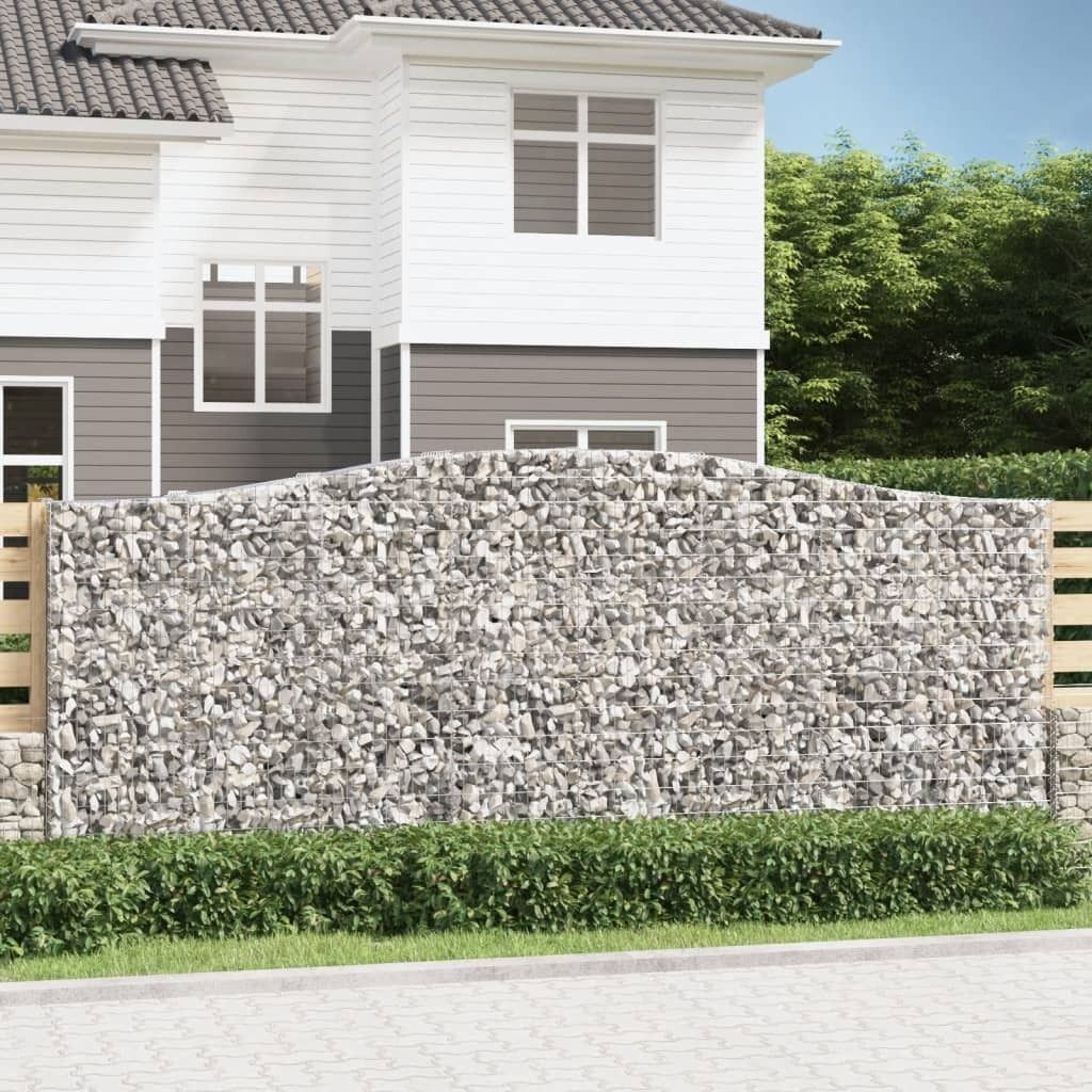 Gabionen mit Hochbogen 7 Stk. 400x50x160/180cm Verzinktes Eisen , Gabionen Design 2024