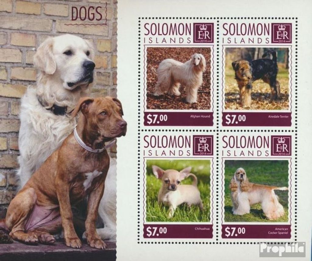 Briefmarken Salomoninseln 2014 Mi 2837-2840 Kleinbogen (kompl. Ausg.) postfrisch Hunde
