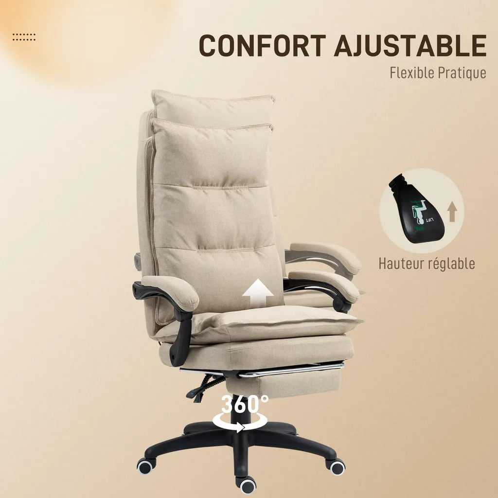 Siège de bureau ergonomique massant et inclinable avec télécommande - 9