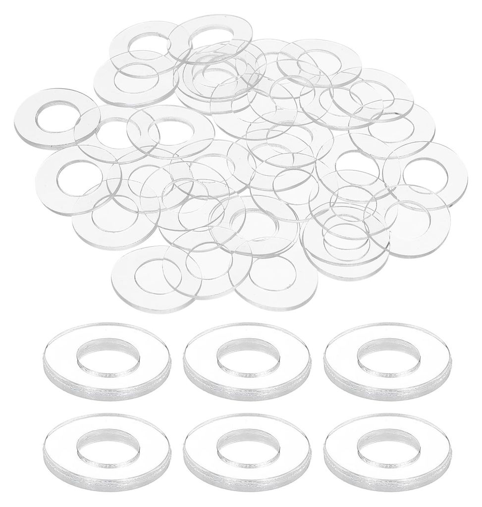 150 Stück Kunststoffringe M6x12x1,5 mm, runde Dichtungsringe, transparente Flachdichtungen, O-Ringe, Flachdichtungsringe für Schrauben, Muttern, ...