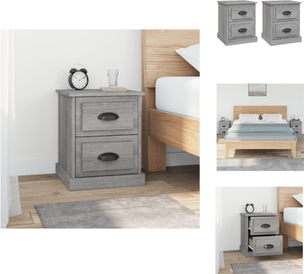 vidaXL Nachttische 2 Stk. Grau Sonoma 39x39x47,5 cm Holzwerkstoff - Nachttische