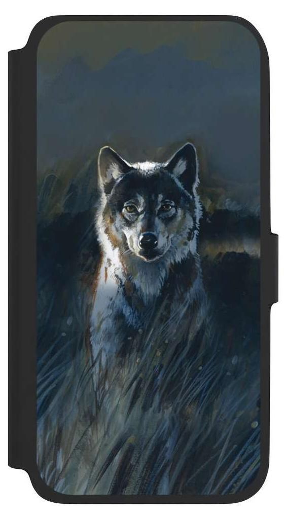 NIVOCASE Klapphülle für Samsung Galaxy A17 5G Handyhülle aus Kunst Leder NIVOflip schwarz Malerei Natur Wolf