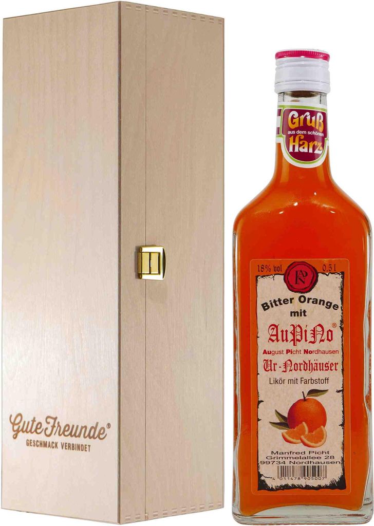 Bitter Orange Fruchtlikör mit Geschenk-Holzkiste