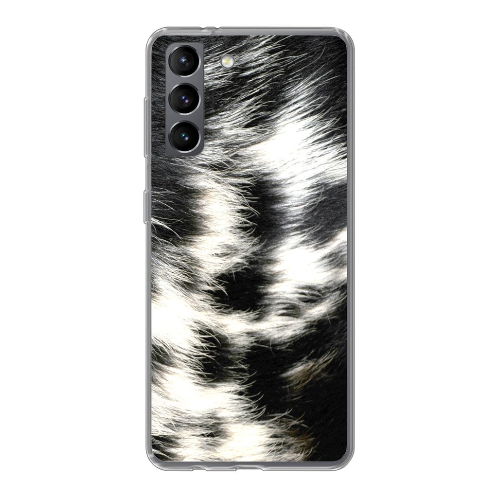 MuchoWow Handyhülle Schutzhülle Hülle für Samsung Galaxy S21 Die Kuhhaut einer Langhornkuh Silikon Softcase Handy Hülle - Softcase