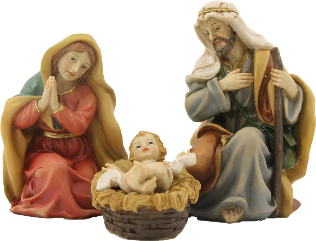 FADEDA Sacra Famiglia 14 cm - Figure Presepe Orientale Dipinte a Mano