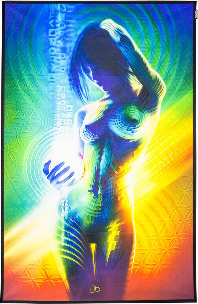 PSYWORK Schwarzlicht Stoffposter Neon "Prismatic", 0,45x0,7m